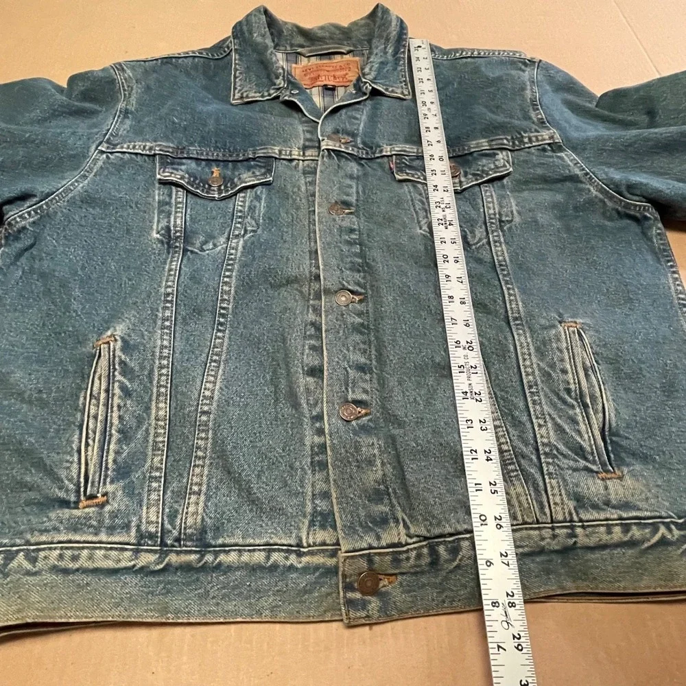 Vintage 90s Levi's 70699-0289 Plaid Flannel Lined Denim Trucker Jacket Mens XL